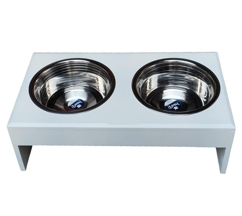 RIOZAIN Premium Wooden Dog Feeder Double Removable Bowl Stand -