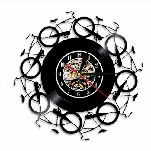 BICYCLE ORNAMENT BIKE WALL DECOR VINYL RECORD WALL CLOCK GIFT