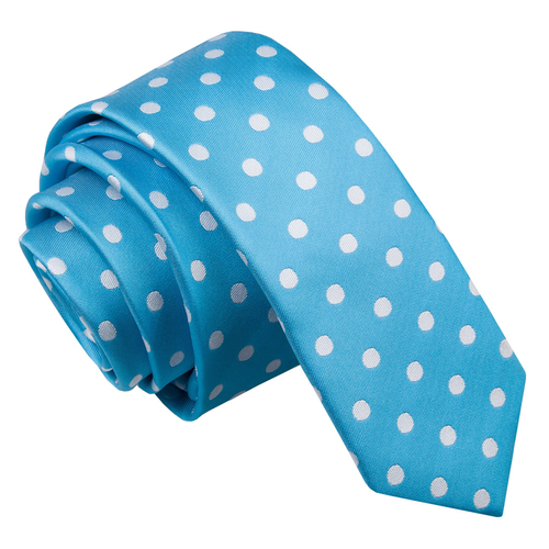 Polka Dot Skinny Tie - Robin's Egg Blue