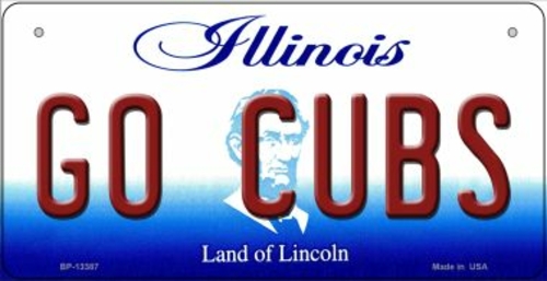 Smart Blonde BP-13387 3 x 6 in. Go Cubs Novelty Metal Bicycle Plate