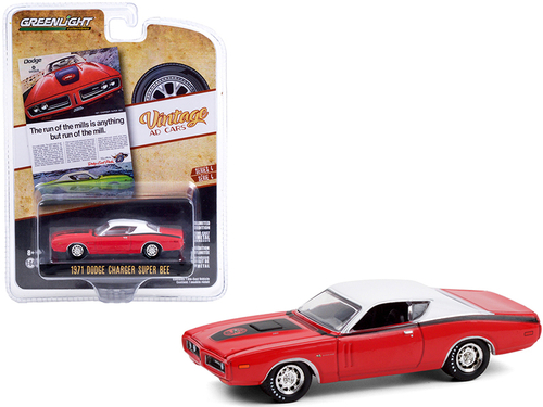 1971 Dodge Charger \Super Bee\" Red with Black Stripes and White Top