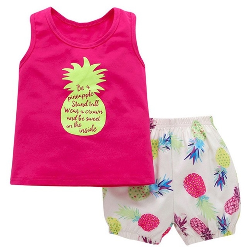 Baby pineapple suit girl pineapple letter printing