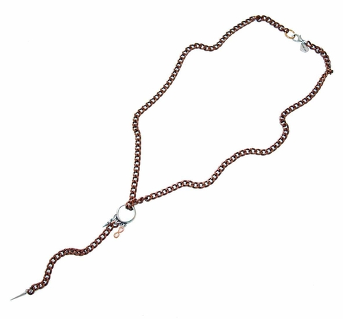 Lariat necklace with studs in copper