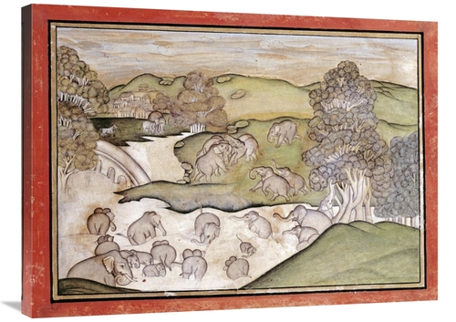 Global Gallery GCS-267934-36-142 36 in. Elephants Bathing Art Print - 