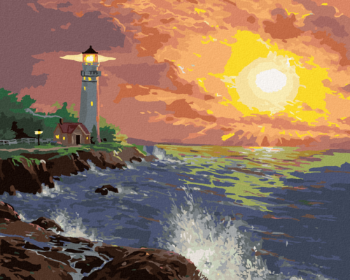 Paint by Numbers - LIGHTHOUSE, SEA AND SUNSET (ABRAHAM HUNTER)