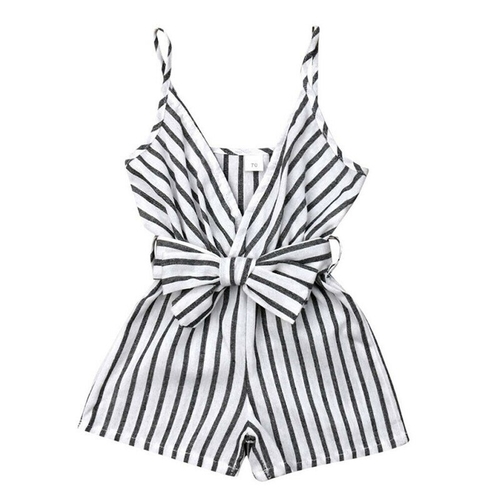 Emmababy Adorable Baby Girls Bow Stripes Romper