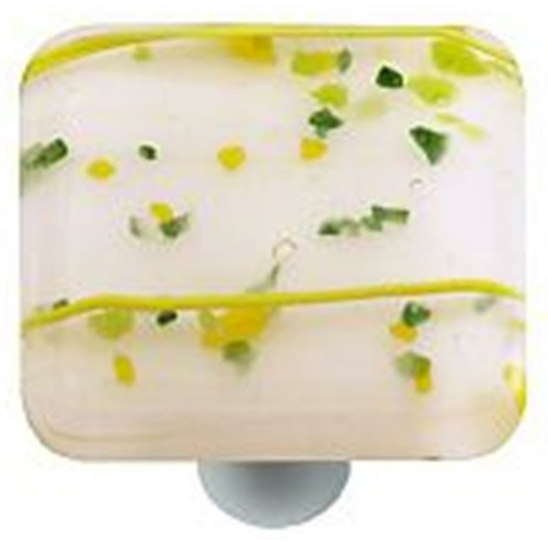 Hot Knobs HK3004-KB Mardi Gras Spring Green with White Square Glass Ca