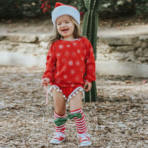 Xmas Newborn Baby Kids Girls Long Sleeve Cotton