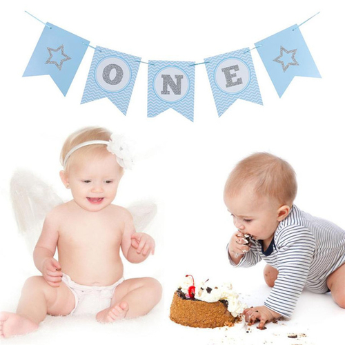 Blue Letter ONE Baby Birthday Party Banner DIY One