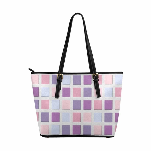 Large Leather Tote Shoulder Bag - Multicolor Illustration