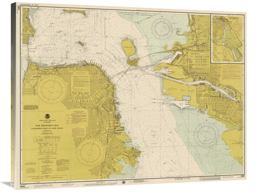 Global Gallery GCS-450545-40-142 40 in. Nautical Chart - San Francisco