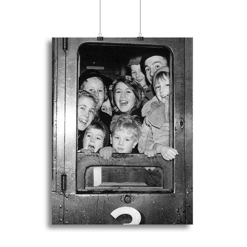 Cheerful train evacuees Canvas Print or Poster