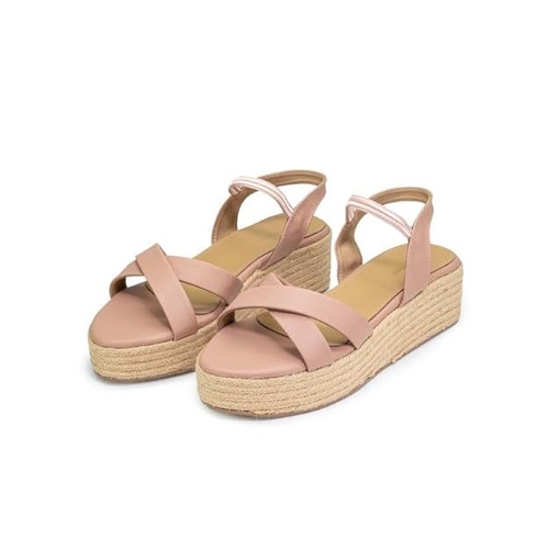 Faux Leather Stylish Fashion Wedges Sandals for Women (Size-38)