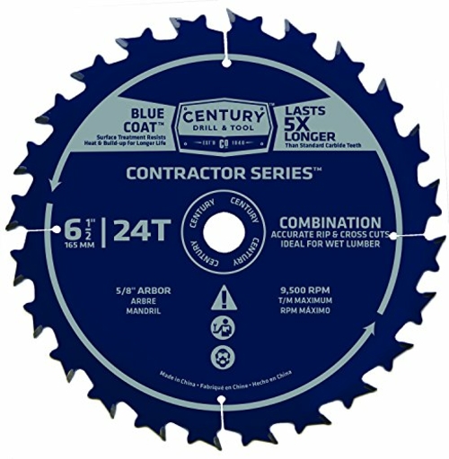 Century Drill & Tool 9467 Circular Saw Blade - 6.5 in. x 24T Combo