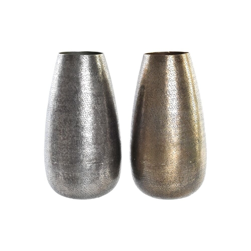 Vase DKD Home Decor Golden Aged finish Silver Aluminium 16 x 16 x 31