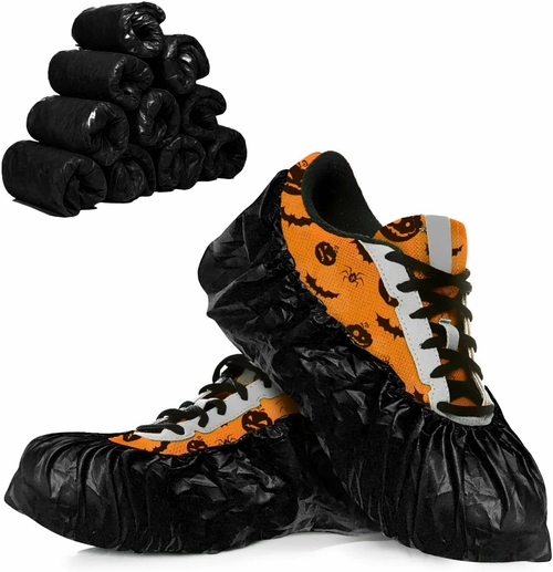 Black Disposable Shoe Covers for Indoors, Outdoors 16” x 5.75”, Pack