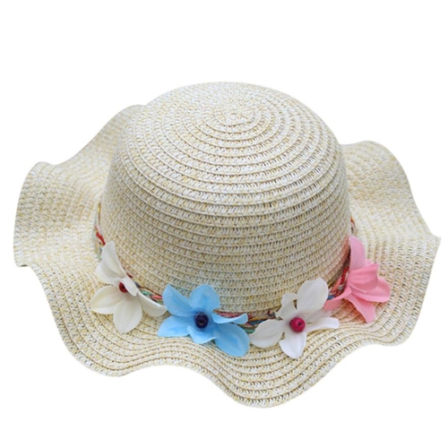 New Summer Baby Hat Flower Breathable Straw