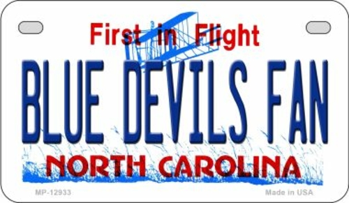 Smart Blonde MP-12933 7 x 4 in. Blue Devils Fan Novelty Metal Motorcyc
