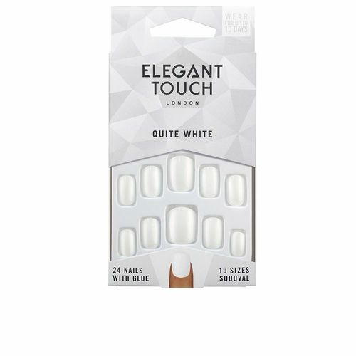 False nails Elegant Touch Polished Colour Rounded Quite White 24