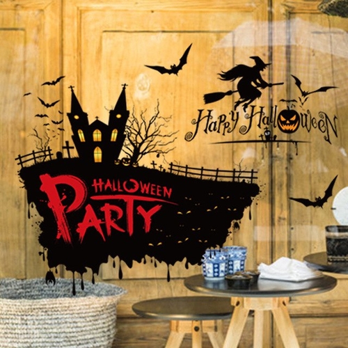 2018 Halloween Pumpkin Witch Wall Sticker Shop