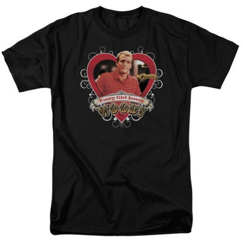 Trevco Cheers-Woody - Short Sleeve Adult 18-1 Tee - Black- Medium