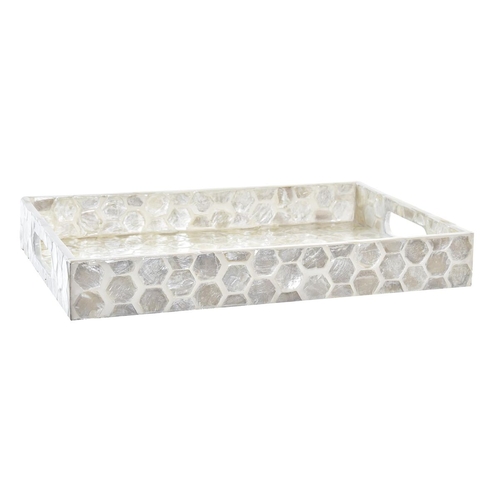 Snack tray DKD Home Decor Mosaic White Mother of pearl 30 x 20 x 4 cm