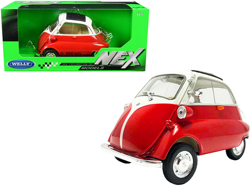 BMW Isetta Red and White \NEX Models\ 1/18 Diecast Model Car by Welly