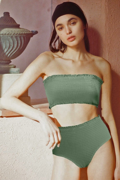 Green Smock High Waist Bikini