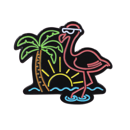 Neon Flamingo – Chill Life Beach Enamel Pin