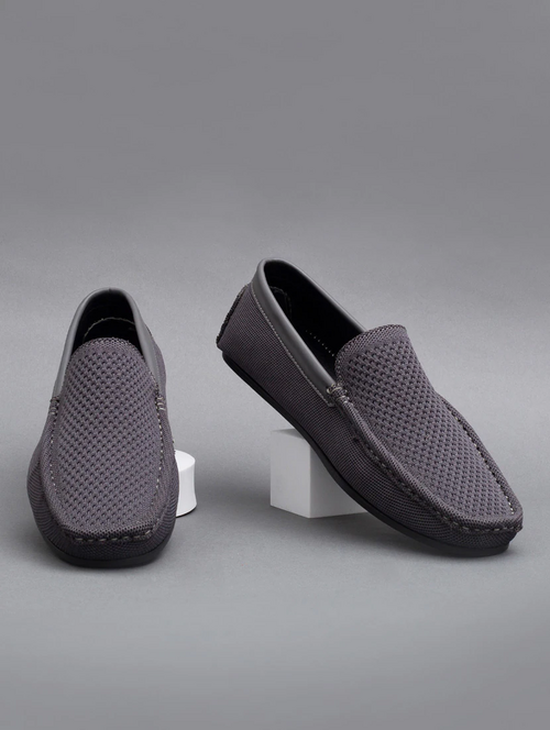 grey mesh & synthetic slip on loafers (Size-10) (Color-GREY)