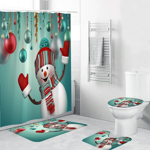 Waterproof Bath Curtain Curtain Cute Christmas