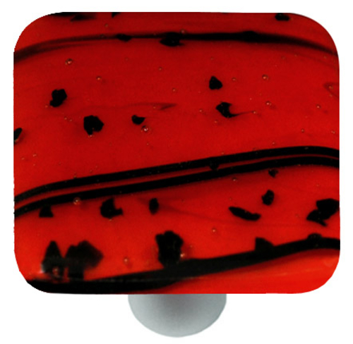 Hot Knobs HK3103-KA Mardi Gras Black with Red Square Glass Cabinet Kno