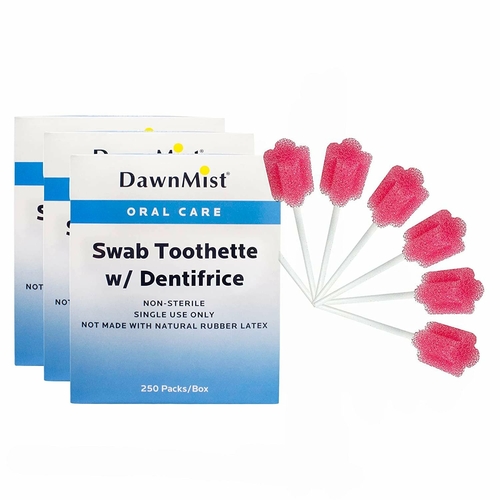 Dukal Oral Swabsticks. Case of 1000 Oral care sponges. Treated Mouth