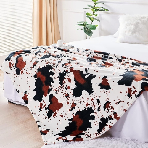 Cow Print Blanket, Super Soft Flannel Cow Throw Print Blanket for Kids