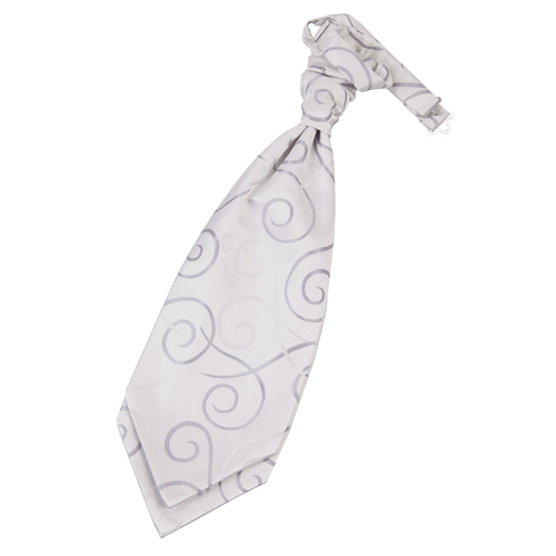 Scroll Pre-Tied Ruche Cravat - Silver