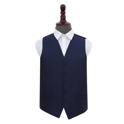 Solid Check Waistcoat - Navy Blue, 48'