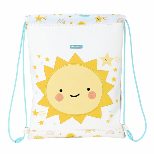 Backpack with Strings Safta Solete White Yellow (26 x 34 x 1 cm)