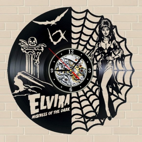 ELVIRA MISTRESS OF THE DARK HANDMADE VINYL RECORD WALL CLOCK FAN GIFT