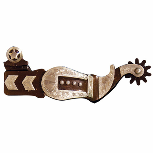 Coronet 240929 Show Spurs with Silver Engraved Buckle Overlay