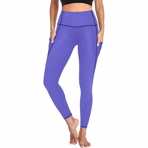 Womens Leggings with Pockets - Fitness Pants / Blue Iris