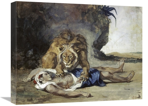 Global Gallery GCS-277374-22-142 22 in. Lion Rending Apart a Corpse Ar