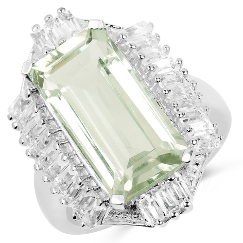 10.02 Carat Genuine Green Amethyst & White Topaz .925 Sterling Silver