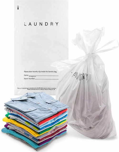 Pack of 100 Tear Strip Laundry Bags 14 x 24. Ultra Thin Design 1.25