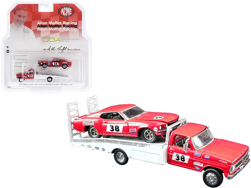 Ford F-350 Ramp Truck #38 Red and White with 1969 Ford Mustang Trans