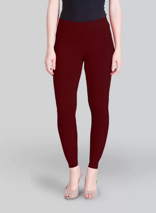 Women's  Ankle Length Western Wear Legging  (Maroon, Solid) Size M