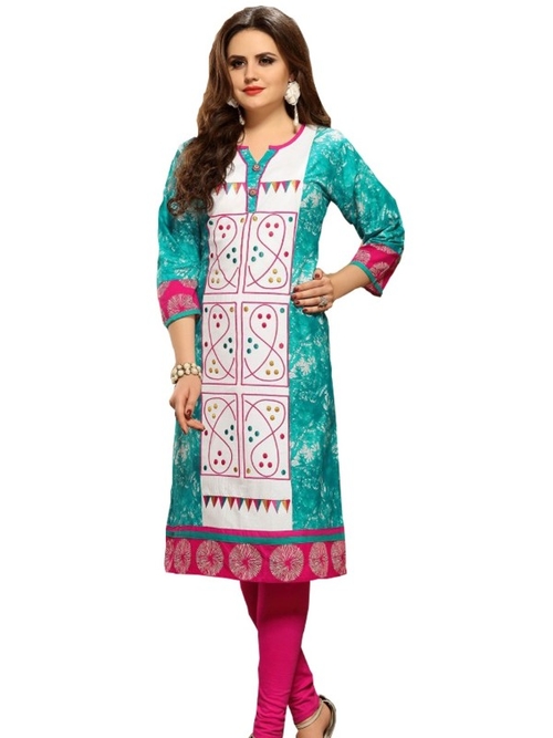 Long Kurti With Embroidery Print