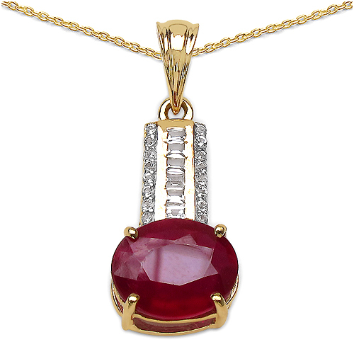 14K Yellow Gold Plated 4.40 Carat Genuine Ruby & White Topaz .925