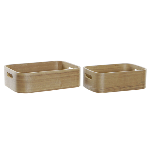Set of decorative boxes DKD Home Decor Natural MDF Wood 35,5 x 25 x 10