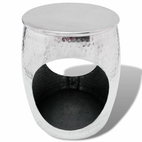 Hocker/Side Table Barrel Shape Aluminum Silver