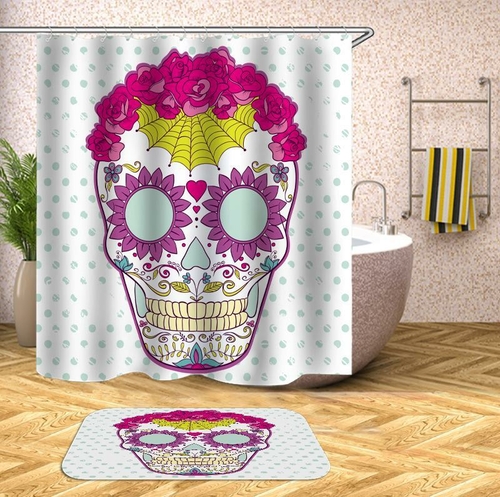 Purplish Sugar Skull Shower Curtain